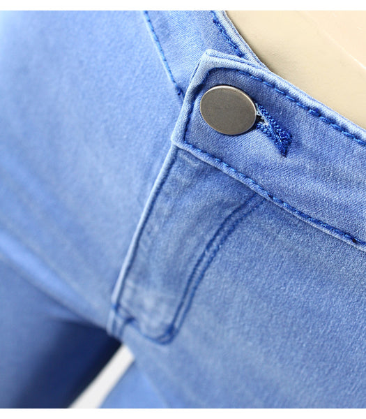 High Waisted Stretch Ripped Knees Skinny Denim Jean Pants