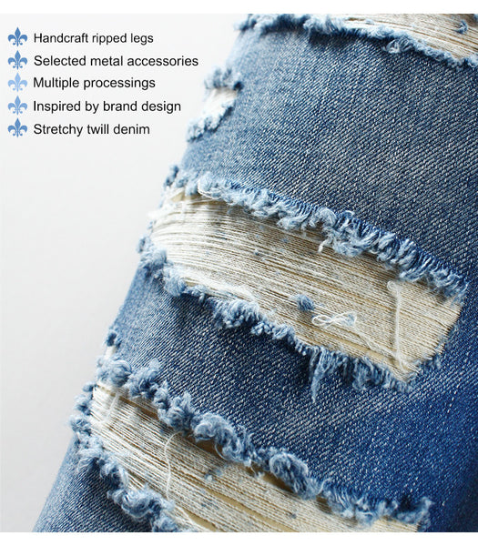 Blue Low Rise Skinny Washed Stretch Ripped Pants Jeans