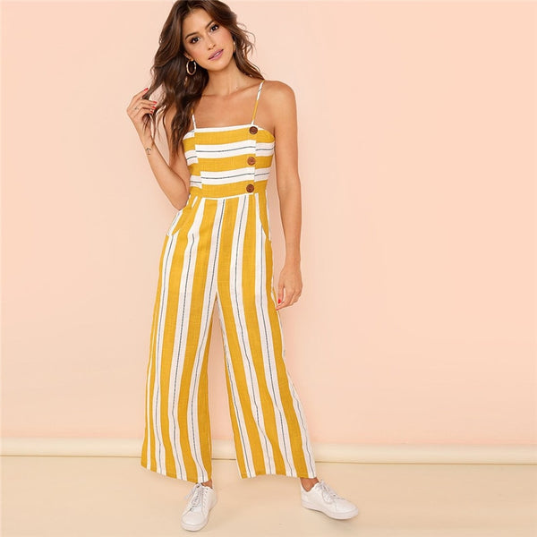 Ginger Striped Wide Leg Maxi Jumpsuit