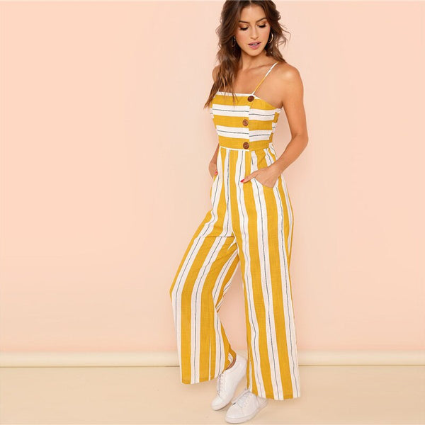 Ginger Striped Wide Leg Maxi Jumpsuit