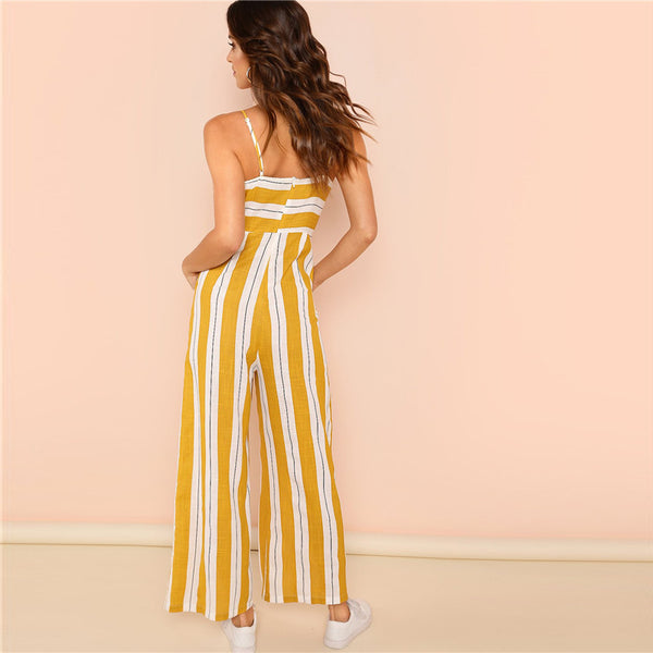 Ginger Striped Wide Leg Maxi Jumpsuit