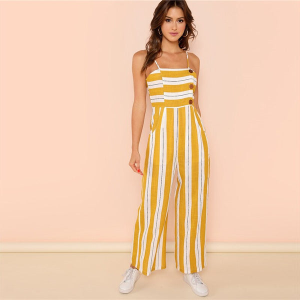 Ginger Striped Wide Leg Maxi Jumpsuit