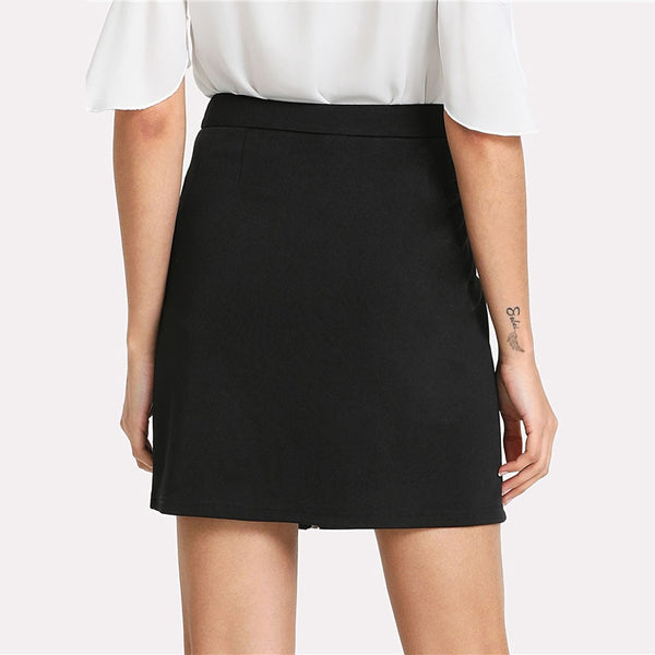 Botanical Flower Embroidery Zipper Up Skirt
