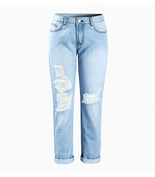 Ripped Boyfriends New Mid Waist True Denim Jean
