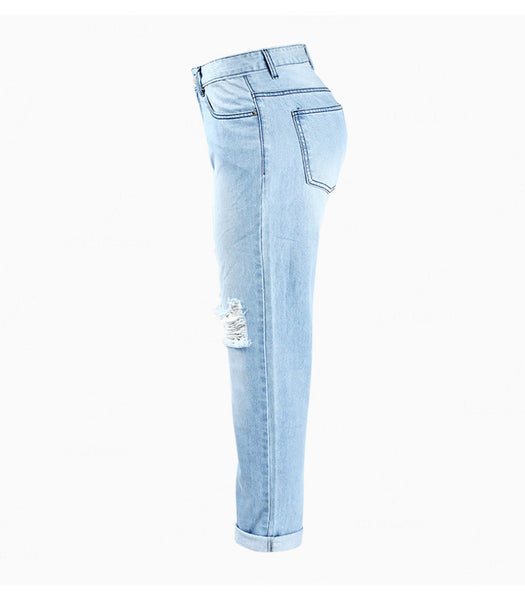 Ripped Boyfriends New Mid Waist True Denim Jean