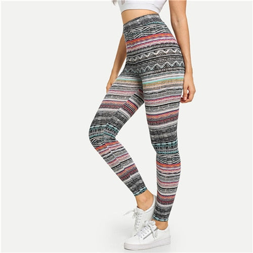 Multicolor Geometric Tribal Print Legging