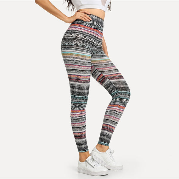 Multicolor Geometric Tribal Print Legging