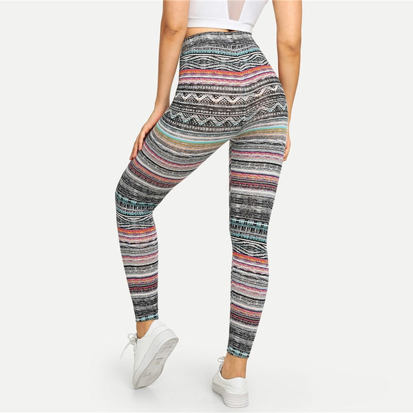 Multicolor Geometric Tribal Print Legging