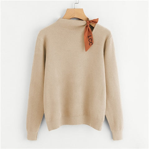 Apricot Knotted Detail Jersey Jumper Women Sweater