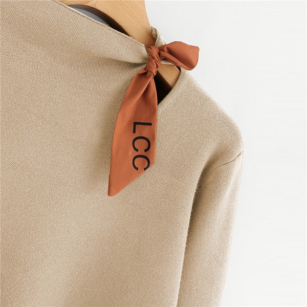 Apricot Knotted Detail Jersey Jumper Women Sweater
