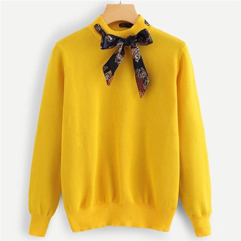 Ginger Tie Neck Jumper Fashion Sweater