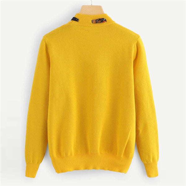 Ginger Tie Neck Jumper Fashion Sweater