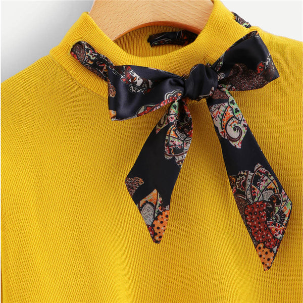 Ginger Tie Neck Jumper Fashion Sweater