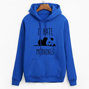 Panda I Hate Mornings Long Sleeve Hoodie