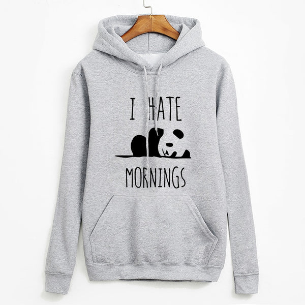 Panda I Hate Mornings Long Sleeve Hoodie