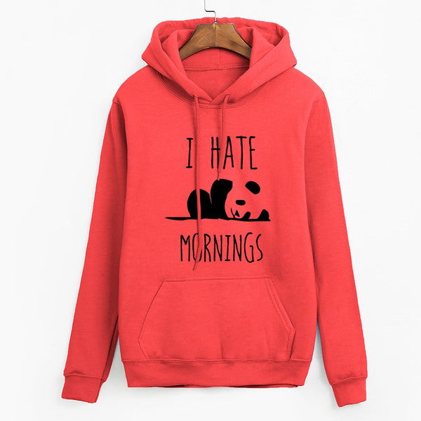 Panda I Hate Mornings Long Sleeve Hoodie