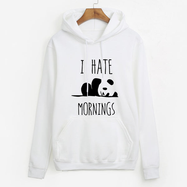 Panda I Hate Mornings Long Sleeve Hoodie