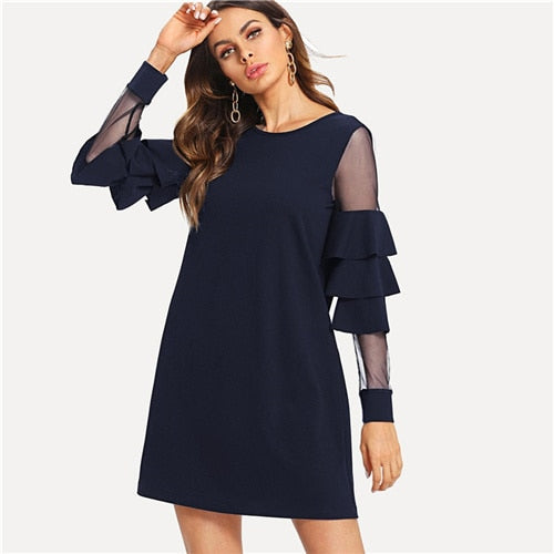 Ruffle Bell Sleeve Fashion Dress