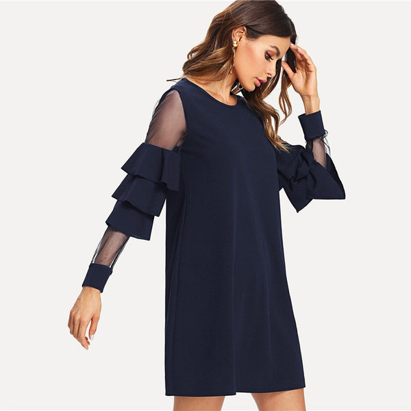 Ruffle Bell Sleeve Fashion Dress