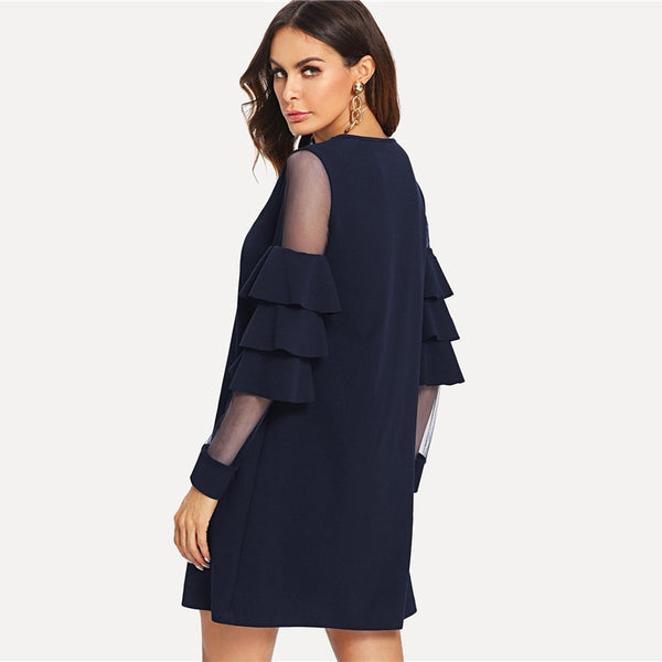 Ruffle Bell Sleeve Fashion Dress