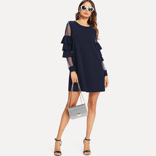 Ruffle Bell Sleeve Fashion Dress