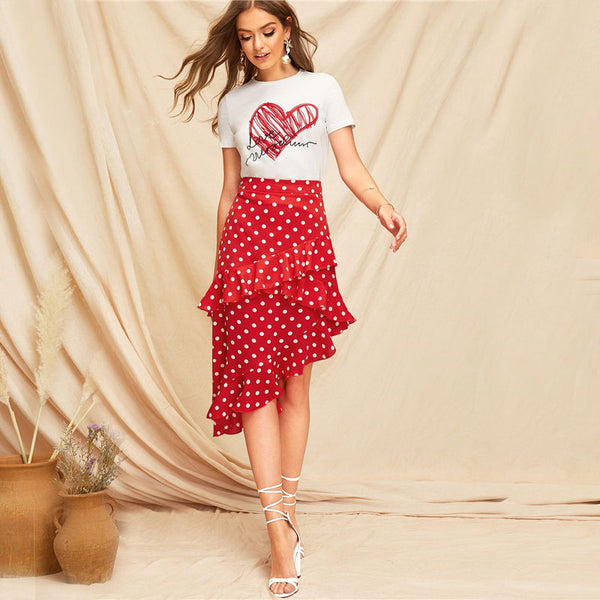 Simple Round Neck Graphic Print White T-Shirt