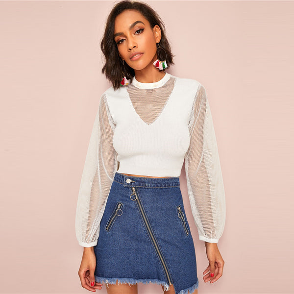 O-Ring Zip Detail Frayed Hem Denim Skirt