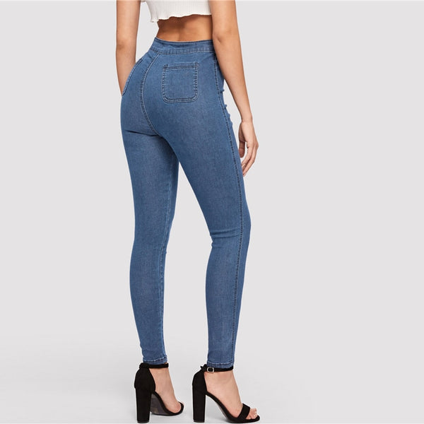 Blue Navy High Waist Jeans Denim