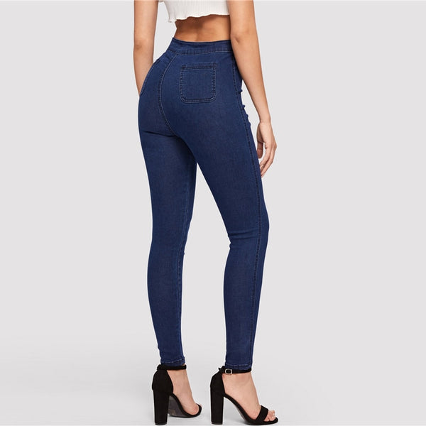 Blue Navy High Waist Jeans Denim
