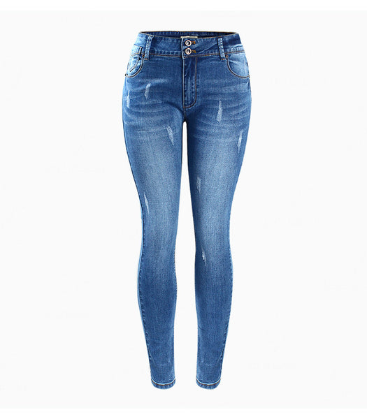 Basic Chic Style Fading Stretch Skinny Denim Jeans