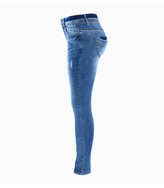 Basic Chic Style Fading Stretch Skinny Denim Jeans