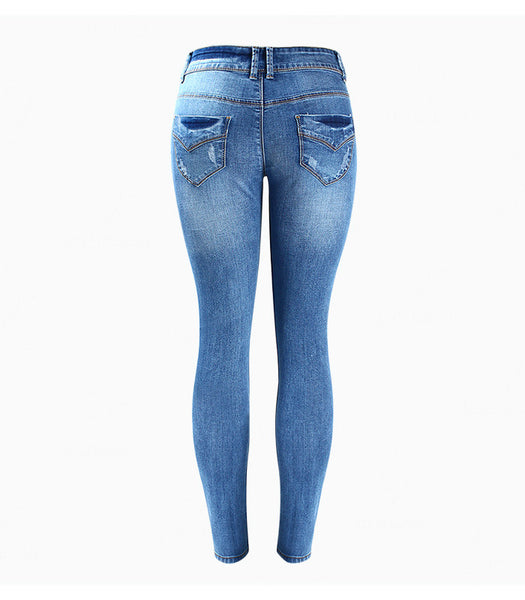 Basic Chic Style Fading Stretch Skinny Denim Jeans