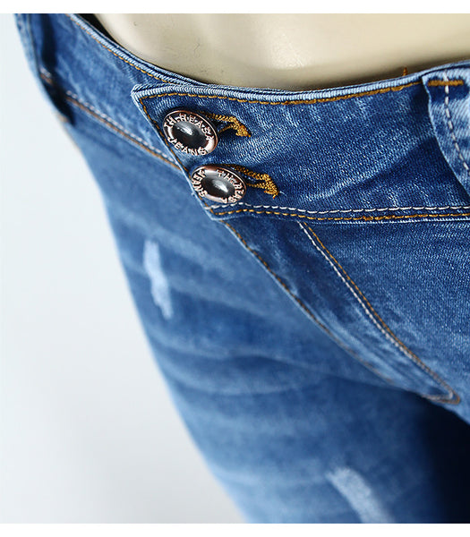 Basic Chic Style Fading Stretch Skinny Denim Jeans
